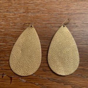 Nickel and Suede | Medium Gold Satin Teardrops